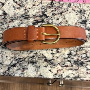 Madewell Tan Leather Belt with Brass Buckle size 29”-35”